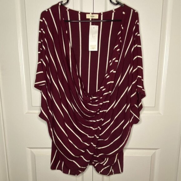 entro Tops - *NEW* Entro Brand Burgundy and White Striped Tunic--Size Large